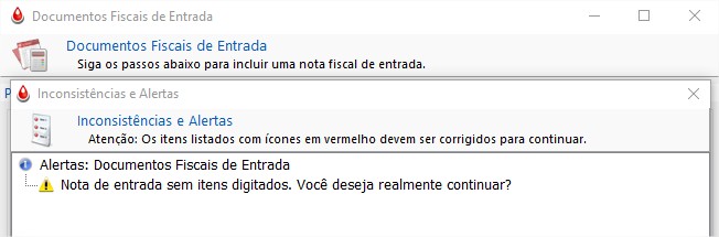 Nota de compra sem itens
