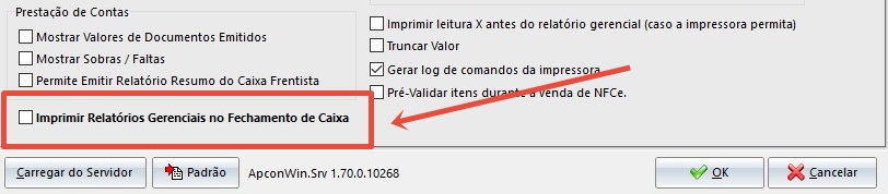 Imprimir Relatórios Gerenciais no Fechamento de Caixa