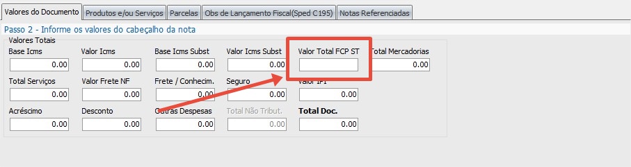 Valor total do FCP ST
