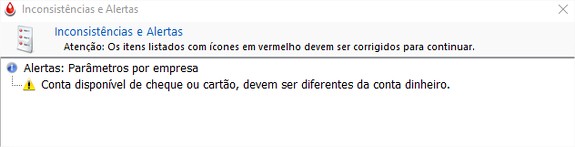 Itens iguais para as contas do disponível