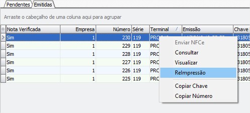 Reimpressão de NFC-e no SPINFe