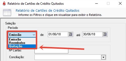 Filtro de cartões quitados no relatório