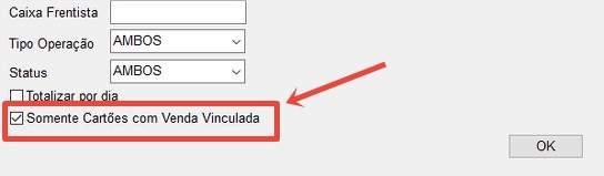 Somente Cartões com venda vinculada