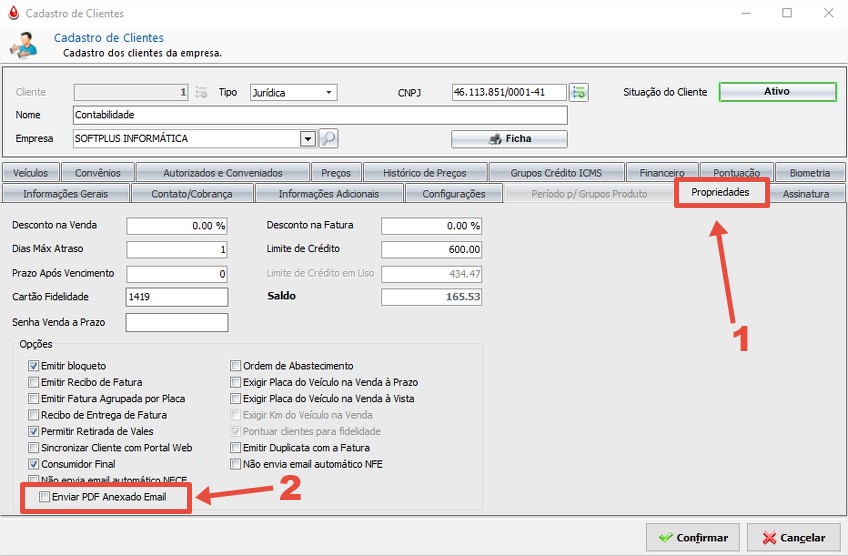 Parâmetro Enviar PDF Anexado por Email