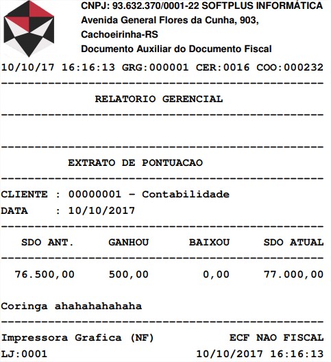 Exemplo da impressão Em Pontos 1x500