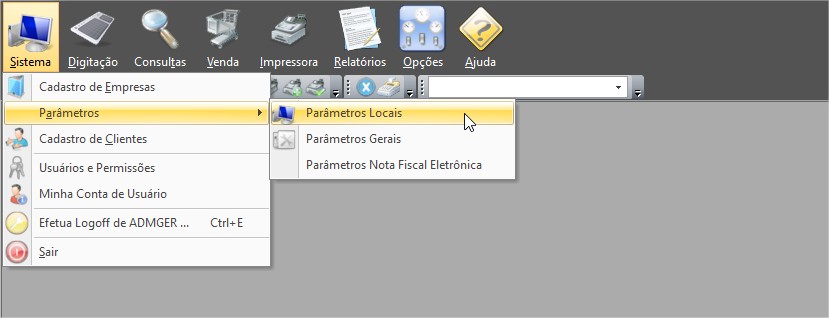 Tela de Parâmetros gerais
