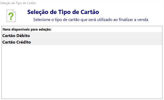 tipo de cartão