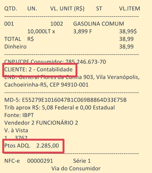 Pontos no Cupom
