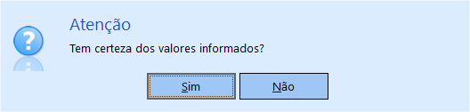 Confirmação de valores