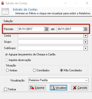 Filtro por Período do Relatório
