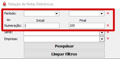 Filtro por Período ou Numeração