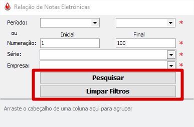 Pesquisar / Limpar Filtro do Relatório