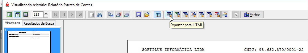 Opção Imprimir na visualização do Relatório